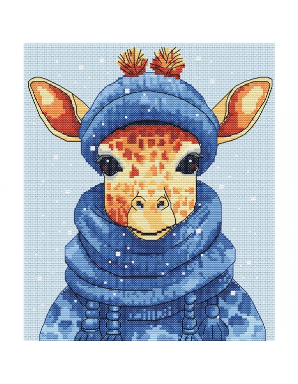 Cross stitching kit "Not cold in winter!" MP109 with Aida 16ct Ice Blue