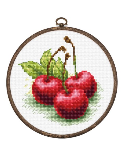 Counted Cross Stitch Kit with Hoop Included "Cherries" SBC103