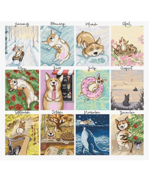 Cross stitch kit "Doggy Calendar" SLETIL8086