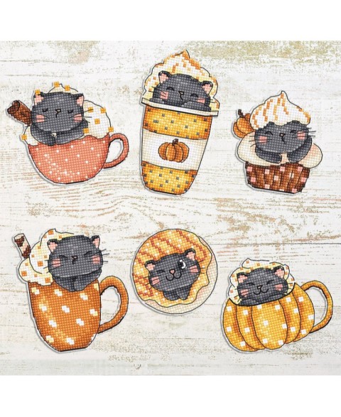 Cross stitch kit "Pumpkin Cup Kitties" SLETIL8092