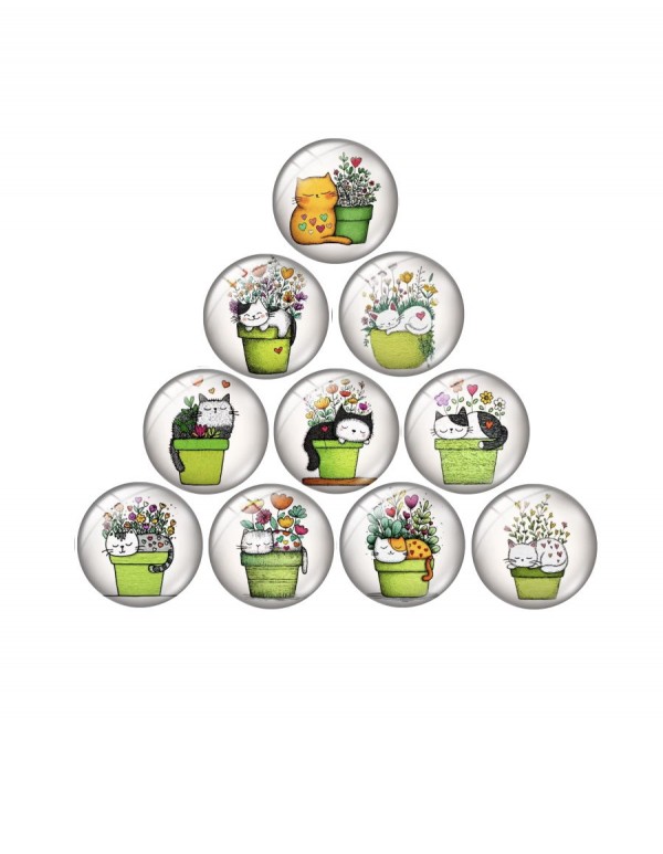 Needle Minder Magnet “Kittens in Flower Pots”