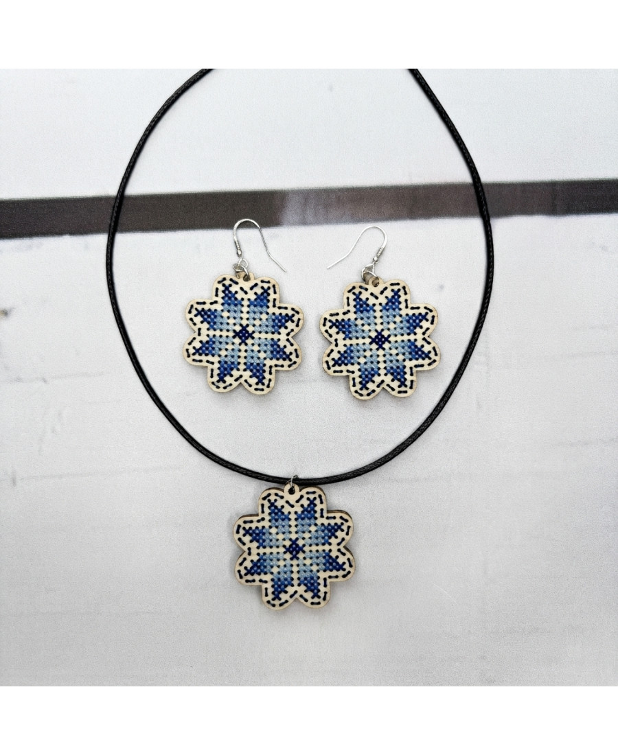 Sterling Silver Earrings & Pendant Embroidery Kit "Sea" MP165