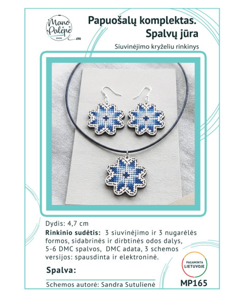 Sidabrinių auskarų ir pakabuko siuvinėjimo rinkinys "Spalvų jūra" MP165
