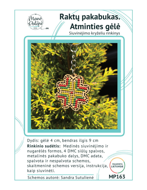 Raktų pakabuko  Atminties gėlė siuvinėjimo kryželiu rinkinys MP163