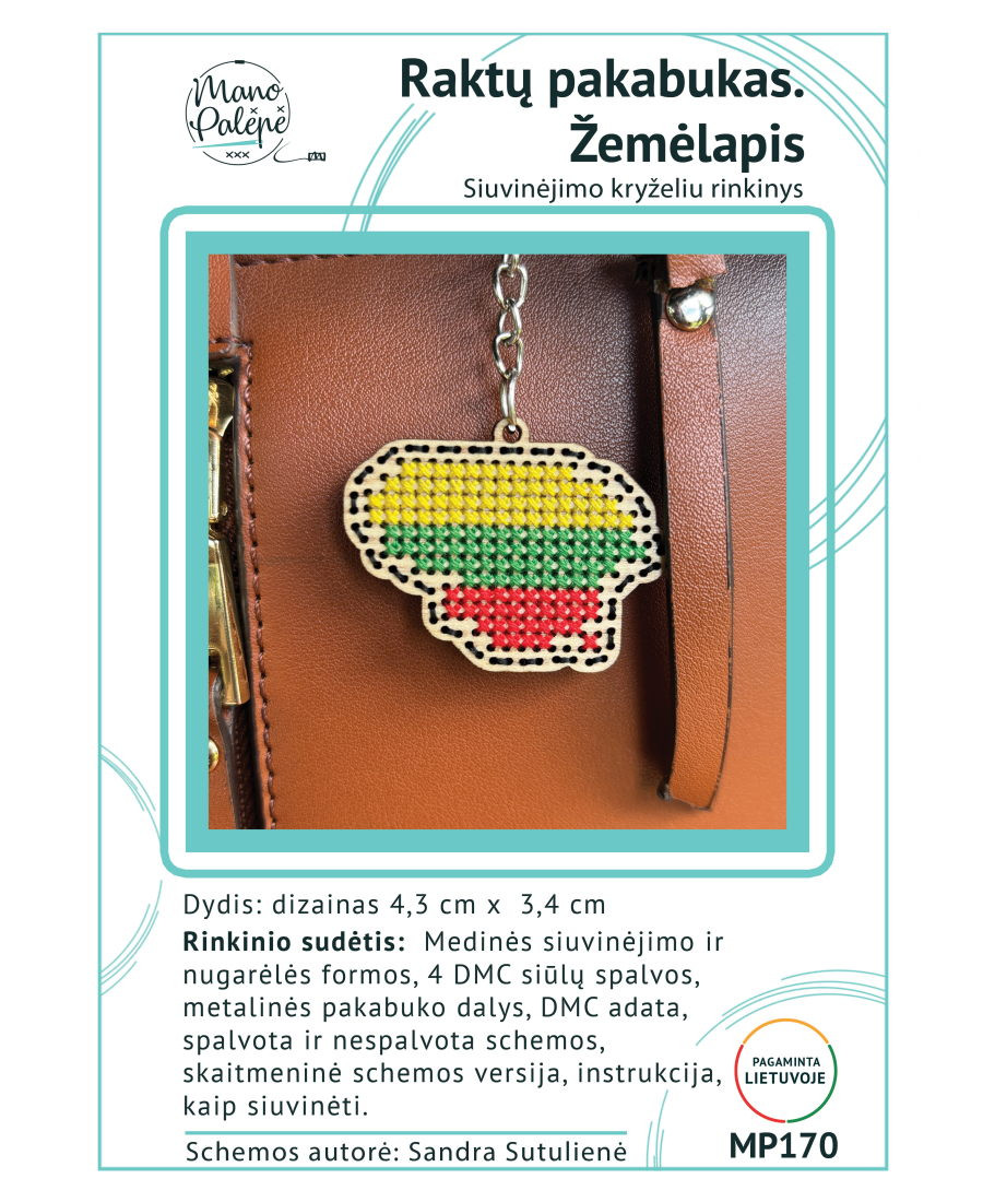 Raktų pakabuko Žemėlapis siuvinėjimo kryželiu rinkinys MP170