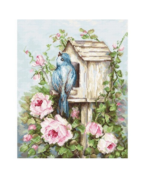 Siuvinėjimo rinkinys "Bird House & Roses" SB2352