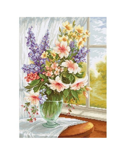 Siuvinėjimo rinkinys "Flowers at the Window" SBU4015