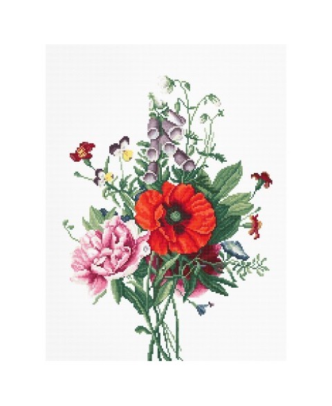 Siuvinėjimo rinkinys "Bouquet With Poppy And Peony" SB2350